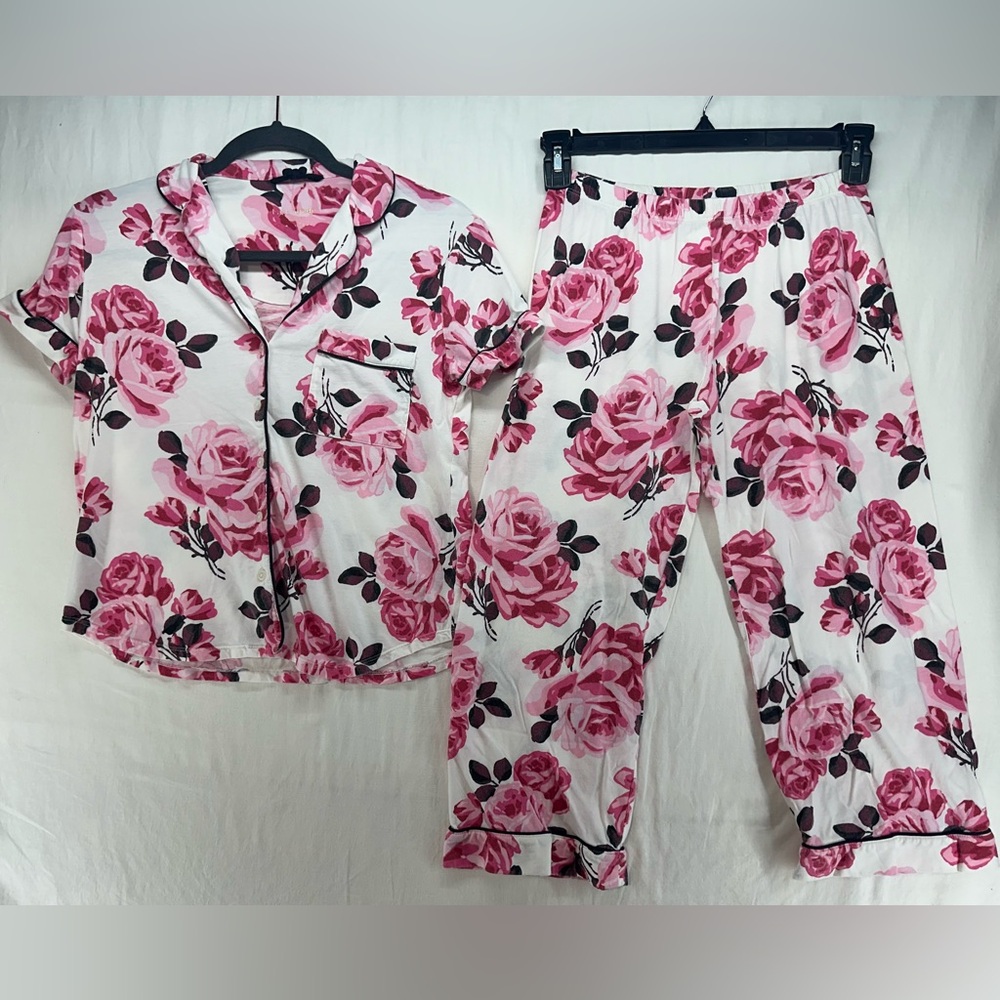 Kate Spade Pajama Set Womens Floral Rose Print 2 pc PJS‎ Size XS See Notes